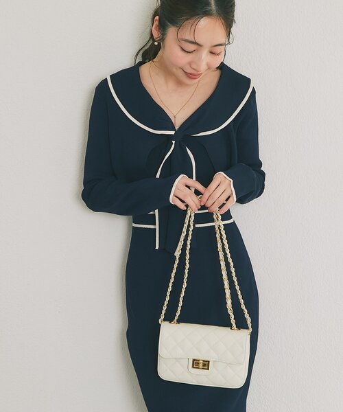 La boutique BonBon（ラブティックボンボン）の「オウレンティ/キルティングチェーンバッグ（トートバッグ・レディース・ピンク/オフホワイト・FREE）」の3枚目の写真