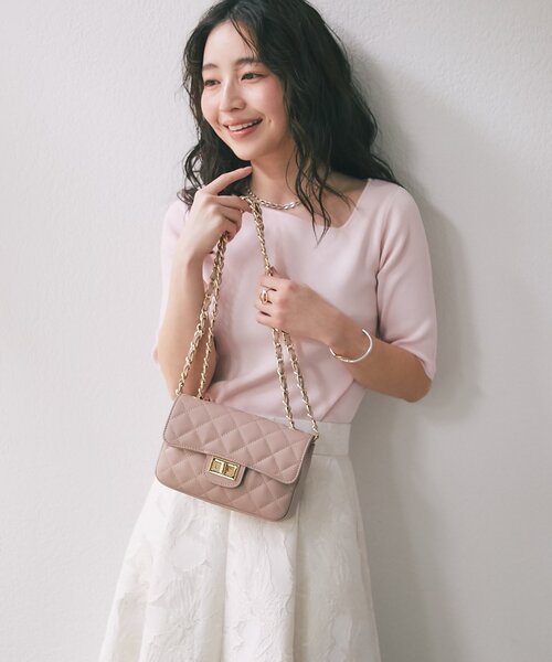 La boutique BonBon（ラブティックボンボン）の「オウレンティ/キルティングチェーンバッグ（トートバッグ・レディース・ピンク/オフホワイト・FREE）」の13枚目の写真