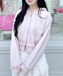 INGNI | レース付胸ロゴスウェットショートジップパーカー(セットアップ対応)(パーカー)