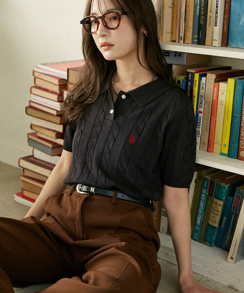 U.S. POLO ASSN.(ユーエスポロアッスン)の「U.S. POLO ASSN. × PUBLUX/ユーエスポロアッスン 別注 ケーブルニット ポロシャツ 限定展開(ポロシャツ・レディース・オフホワイト/グレー/チャコールグレー/ネイビー・フリ-)」の8枚目の写真