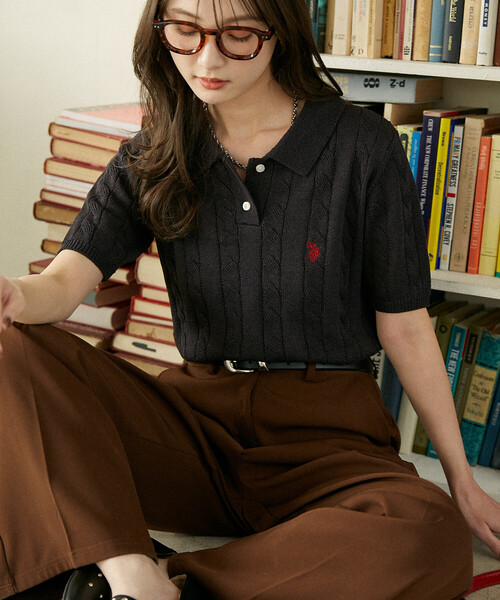 U.S. POLO ASSN.(ユーエスポロアッスン)の「U.S. POLO ASSN. × PUBLUX/ユーエスポロアッスン 別注 ケーブルニット ポロシャツ 限定展開(ポロシャツ・レディース・オフホワイト/グレー/チャコールグレー/ネイビー・フリ-)」の10枚目の写真