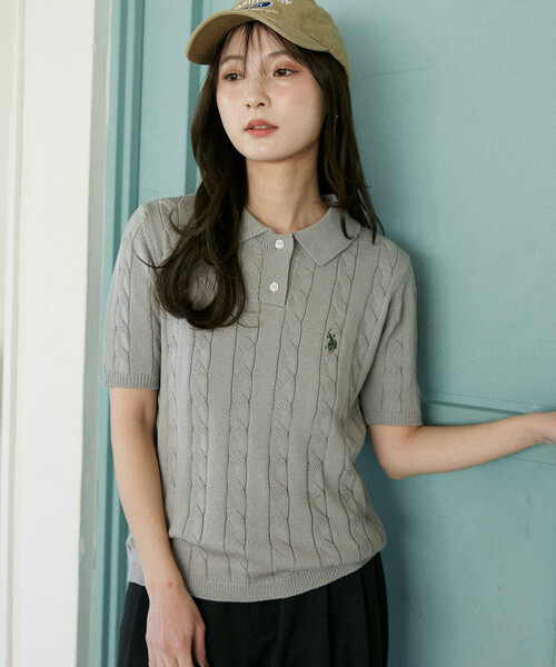 U.S. POLO ASSN.(ユーエスポロアッスン)の「U.S. POLO ASSN. × PUBLUX/ユーエスポロアッスン 別注 ケーブルニット ポロシャツ 限定展開(ポロシャツ・レディース・オフホワイト/グレー/チャコールグレー/ネイビー・フリ-)」の21枚目の写真