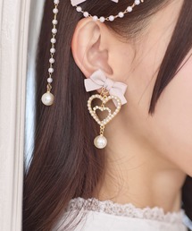 ROJITA | リボン付ダブルハートイヤリング(イヤリング)