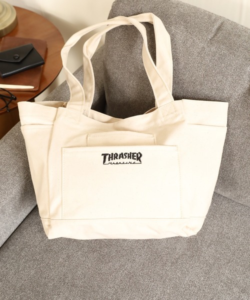 THRASHER（スラッシャー）の「THRASHER OUTPOCKET TOTEBAG（トートバッグ・メンズ・ホワイト系/ホワイト×ブラック・FREE）」の13枚目の写真