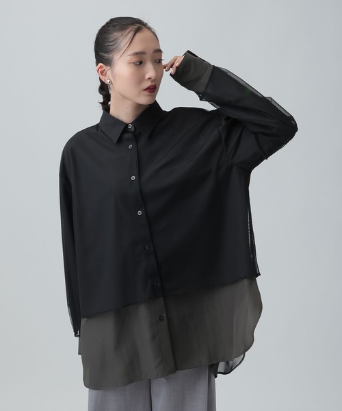LEPSIM(レプシィム)の「サラキレチュールレイヤーチュニック 639331(シャツ/ブラウス・レディース・グレー系その他/ピンク系その他/キャメル/ライトパープル・FREE)」の2枚目の写真