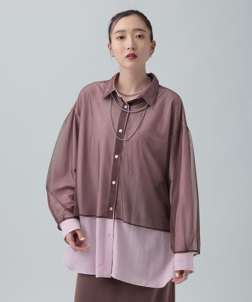 LEPSIM(レプシィム)の「サラキレチュールレイヤーチュニック 639331(シャツ/ブラウス・レディース・グレー系その他/ピンク系その他/キャメル/ライトパープル・FREE)」の20枚目の写真