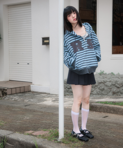 ROSEFRANTZ（ロゼフランツ）の「Patch Stripe Hood Zip-Up [Sky Blue]（パーカー・レディース・スカイブルー・OS）」の13枚目の写真