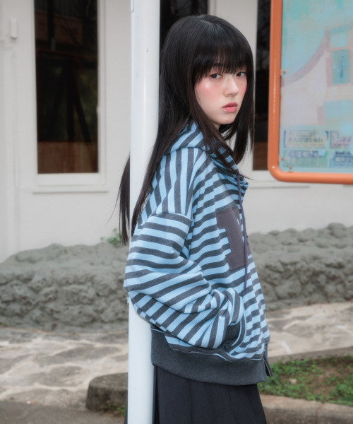 ROSEFRANTZ（ロゼフランツ）の「Patch Stripe Hood Zip-Up [Sky Blue]（パーカー・レディース・スカイブルー・OS）」の12枚目の写真