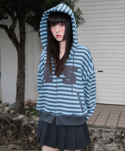 ROSEFRANTZ（ロゼフランツ）の「Patch Stripe Hood Zip-Up [Sky Blue]（パーカー・レディース・スカイブルー・OS）」の8枚目の写真