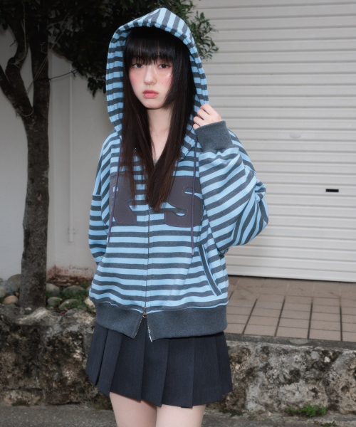 ROSEFRANTZ（ロゼフランツ）の「Patch Stripe Hood Zip-Up [Sky Blue]（パーカー・レディース・スカイブルー・OS）」の7枚目の写真