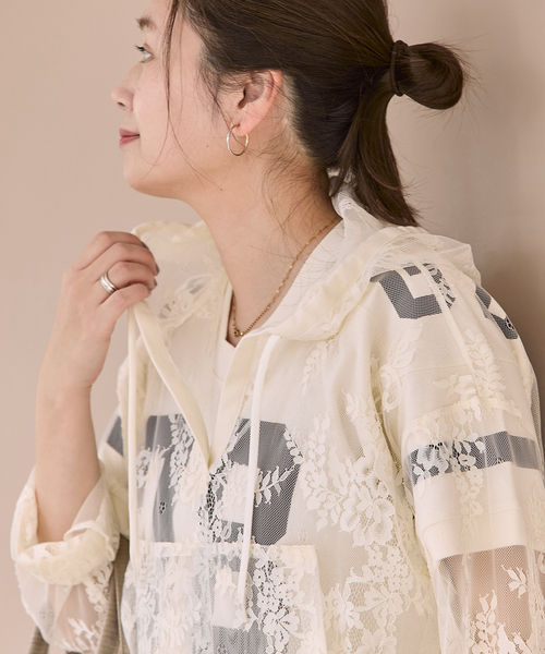 JOURNAL STANDARD(ジャーナルスタンダード)の「レースフーディ(Tシャツ/カットソー・レディース・アイボリー/ブラック・FREE)」の3枚目の写真