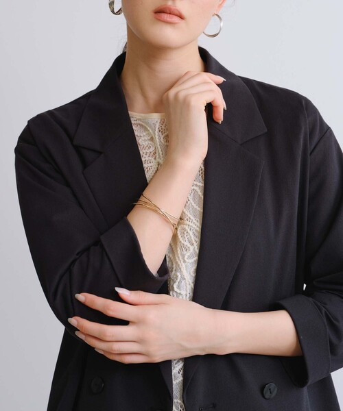 BIANCA(ビアンカ)の「【接触冷感・UV対策】【セットアップ】コンフォタブルジャージーダブルライトジャケット(テーラードジャケット・レディース・ブラック/ベージュ・36/40/38)」の8枚目の写真