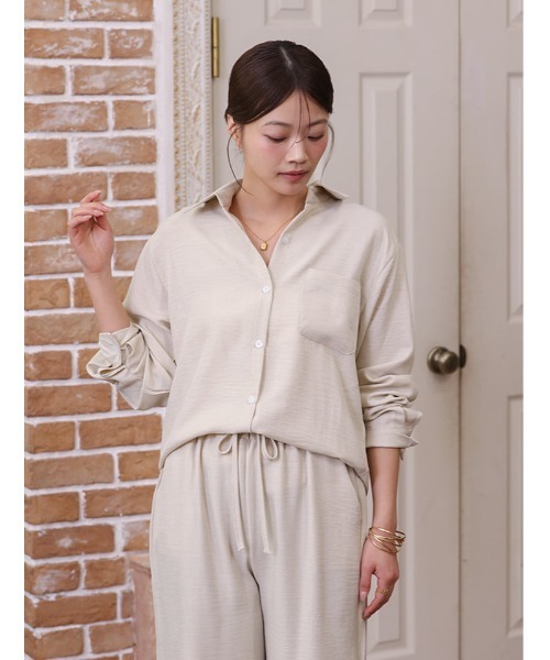 fifth（フィフス）の「リネンライクシャツパンツセットアップ（セットアップ・レディース・ブラック/ベージュ・M）」の5枚目の写真
