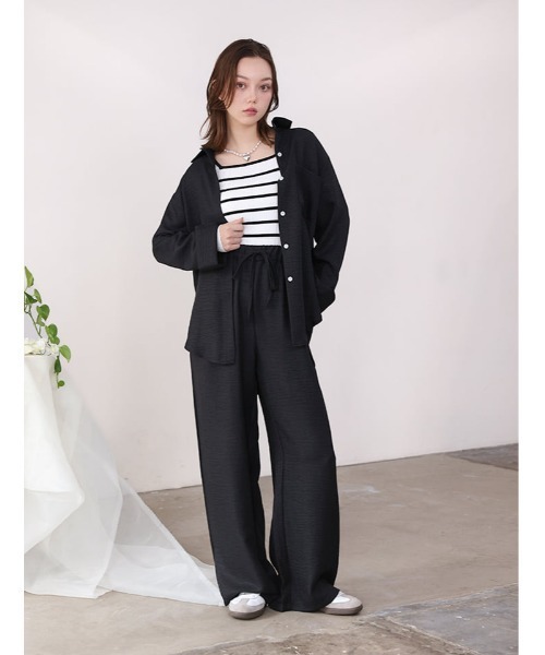 fifth（フィフス）の「リネンライクシャツパンツセットアップ（セットアップ・レディース・ブラック/ベージュ・M）」の6枚目の写真