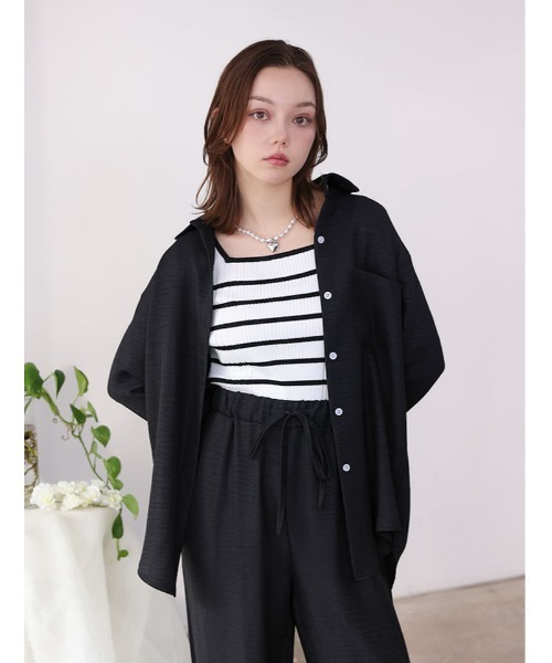 fifth（フィフス）の「リネンライクシャツパンツセットアップ（セットアップ・レディース・ブラック/ベージュ・M）」の9枚目の写真