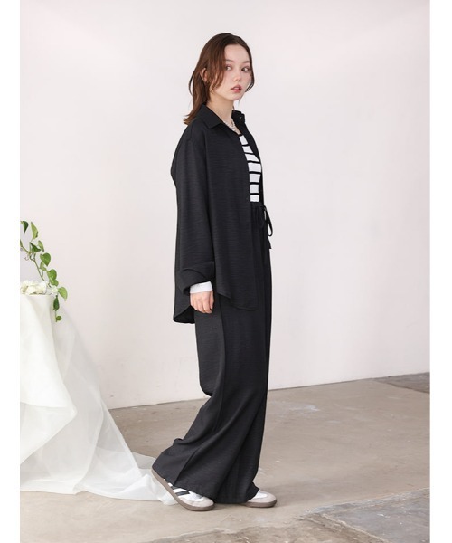 fifth（フィフス）の「リネンライクシャツパンツセットアップ（セットアップ・レディース・ブラック/ベージュ・M）」の7枚目の写真