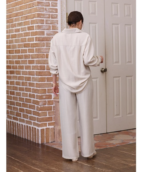 fifth（フィフス）の「リネンライクシャツパンツセットアップ（セットアップ・レディース・ブラック/ベージュ・M）」の3枚目の写真
