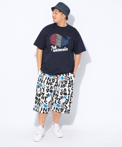 B&T CLUB（ビーティークラブ）の「ショートパンツ ハーフパンツ 短パン メンズ 大きいサイズ FAT ANIMALS クジラ総柄 ショーツ ワイド 楽 B＆T CLUB ビーアンドティークラブ（スウェットパンツ・メンズ・ブラック/ホワイト・X2(4L～5L)/X1(3L～4L)/X3(6L～7L)）」の21枚目の写真