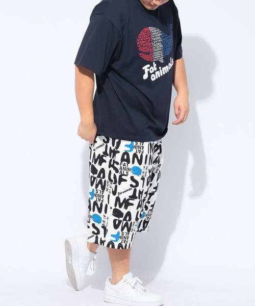 B&T CLUB（ビーティークラブ）の「ショートパンツ ハーフパンツ 短パン メンズ 大きいサイズ FAT ANIMALS クジラ総柄 ショーツ ワイド 楽 B＆T CLUB ビーアンドティークラブ（スウェットパンツ・メンズ・ブラック/ホワイト・X2(4L～5L)/X1(3L～4L)/X3(6L～7L)）」の17枚目の写真