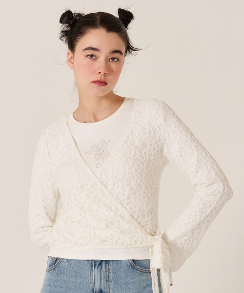 TINA:JOJUN(ティーナジョジュン)の「バタフライ スタッズ ロンT TINA:JOJUN(Tシャツ/カットソー・レディース・ネイビー/ホワイト・M)」の6枚目の写真