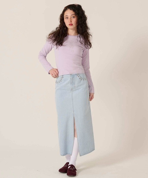 TINA:JOJUN(ティーナジョジュン)の「バタフライ スタッズ ロンT TINA:JOJUN(Tシャツ/カットソー・レディース・ネイビー/ホワイト・M)」の14枚目の写真