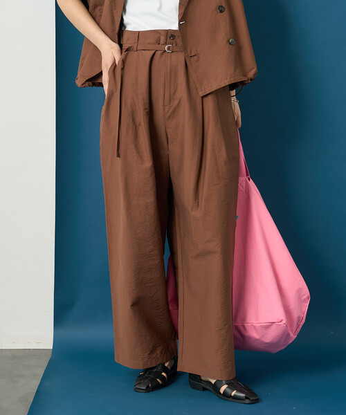 【初期/美品】 ソロイスト ハイウエスト カクテルパンツ S ブラウン系 藤本美貴 × FREAK'S STORE/フリークスストア 接触冷感/UVカット