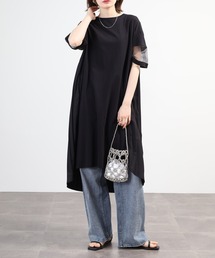A.N.L バックプリーツ半袖ワンピース