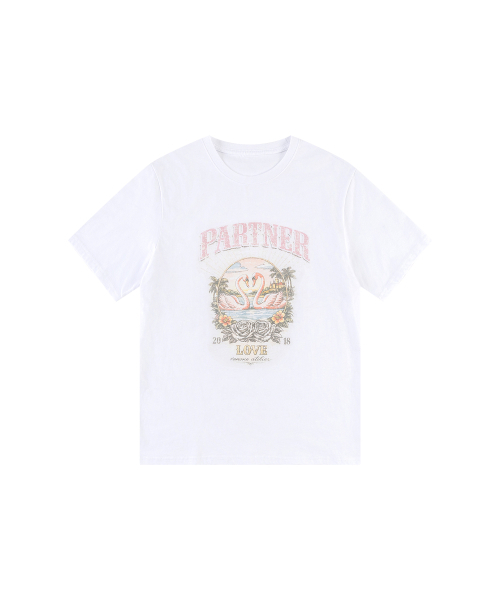 VANONE ATELIER(バノンアトリエ)の「A3576 フラミンゴTシャツ_ホワイト(Tシャツ/カットソー・レディース・ホワイト・FREE)」の2枚目の写真