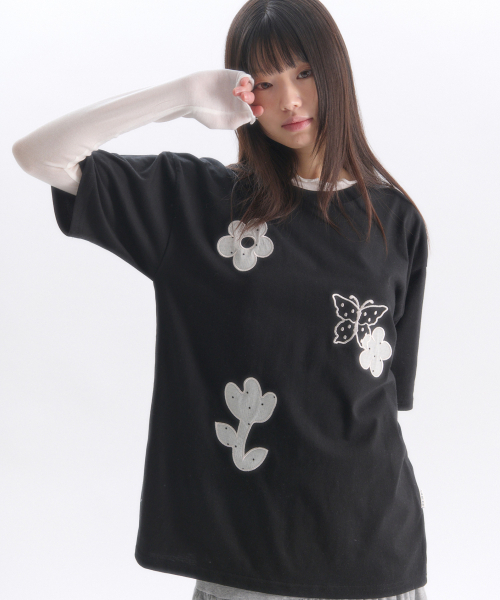 ambler(エムブラー)の「シースルーフラワー刺繍半袖Tシャツ AS1305 (ブラック)(Tシャツ/カットソー・レディース・その他・SMALL/MEDIUM/FREE)」の9枚目の写真