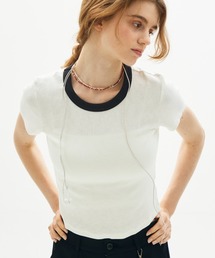 bicolor rib short T / バイカラーリブショートT