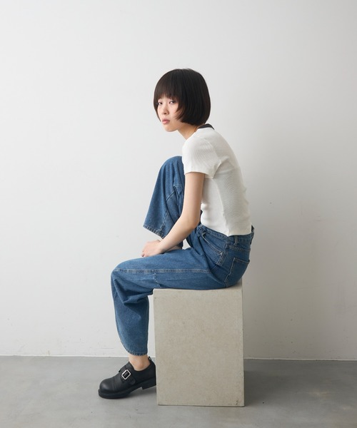 full/fill.(フルフィル)の「bicolor rib short T / バイカラーリブショートT(Tシャツ/カットソー・レディース・ブラウン/ホワイト/グレー・FREE)」の11枚目の写真