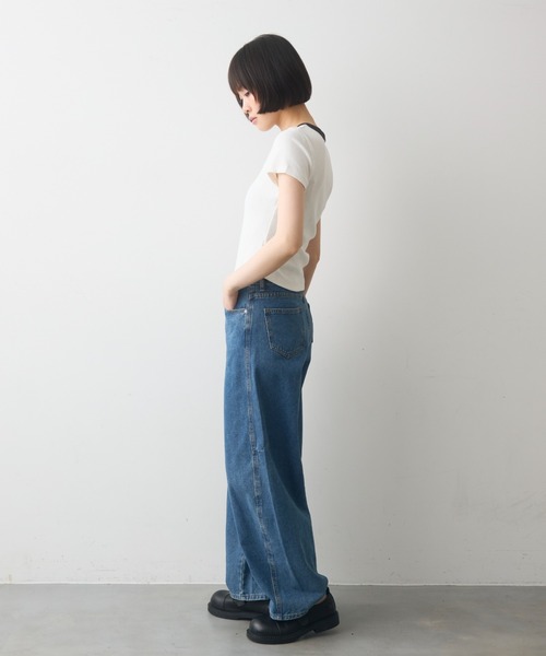 full/fill.(フルフィル)の「bicolor rib short T / バイカラーリブショートT(Tシャツ/カットソー・レディース・ブラウン/ホワイト/グレー・FREE)」の13枚目の写真