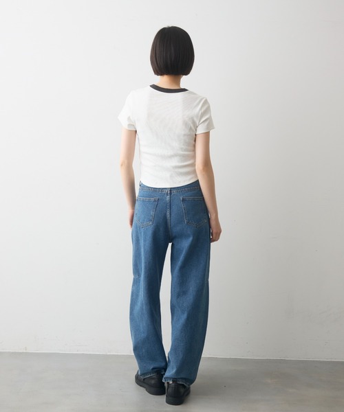 full/fill.(フルフィル)の「bicolor rib short T / バイカラーリブショートT(Tシャツ/カットソー・レディース・ブラウン/ホワイト/グレー・FREE)」の14枚目の写真