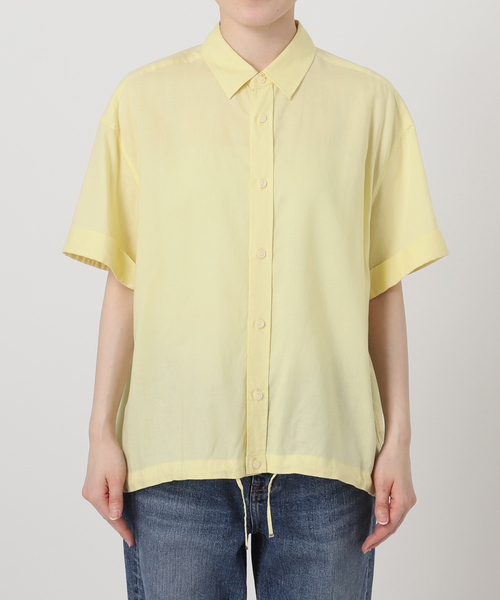 Spick & Span(スピックアンドスパン)の「リネンブレンドハーフスリーブヘムギャザーシャツ(シャツ/ブラウス・レディース・イエロー/ネイビー/マルチ・FREE)」の15枚目の写真