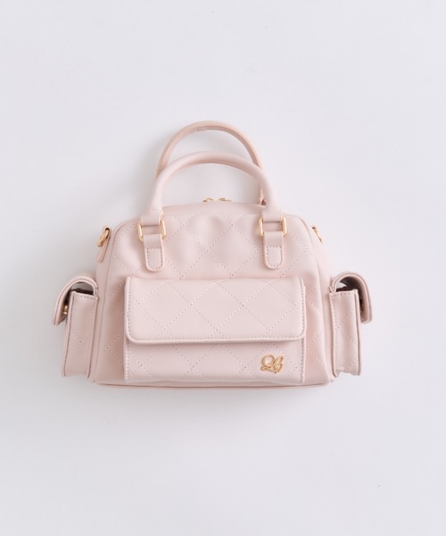 OLIVE des OLIVE(オリーブデオリーブ)の「マルチポケットステッチボストンバッグ(ショルダーバッグ・レディース・オフホワイト/ブラック/ミント/ピンク・FREE)」の4枚目の写真