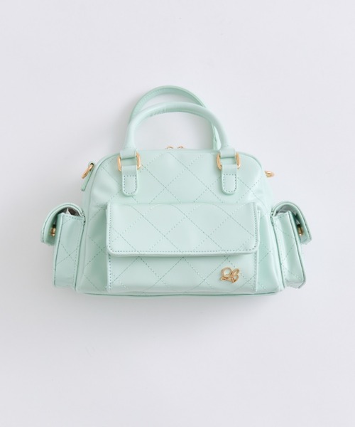 OLIVE des OLIVE(オリーブデオリーブ)の「マルチポケットステッチボストンバッグ(ショルダーバッグ・レディース・オフホワイト/ブラック/ミント/ピンク・FREE)」の3枚目の写真