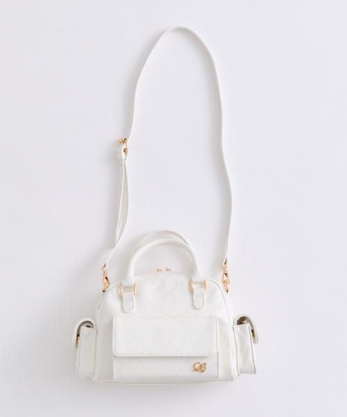 OLIVE des OLIVE(オリーブデオリーブ)の「マルチポケットステッチボストンバッグ(ショルダーバッグ・レディース・オフホワイト/ブラック/ミント/ピンク・FREE)」の5枚目の写真