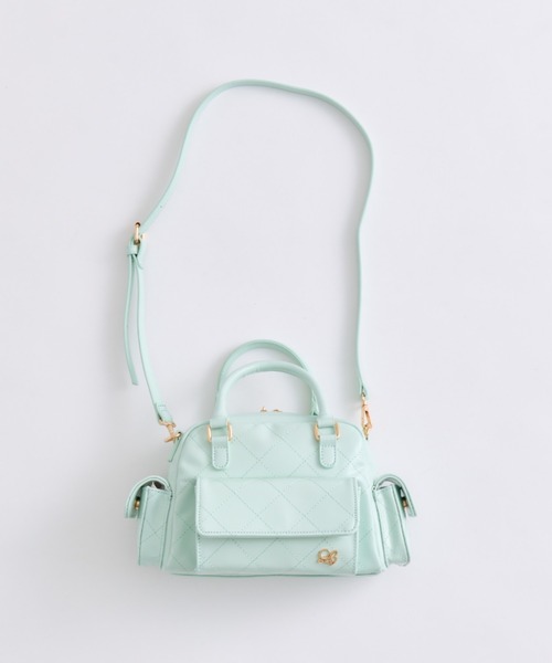 OLIVE des OLIVE(オリーブデオリーブ)の「マルチポケットステッチボストンバッグ(ショルダーバッグ・レディース・オフホワイト/ブラック/ミント/ピンク・FREE)」の7枚目の写真