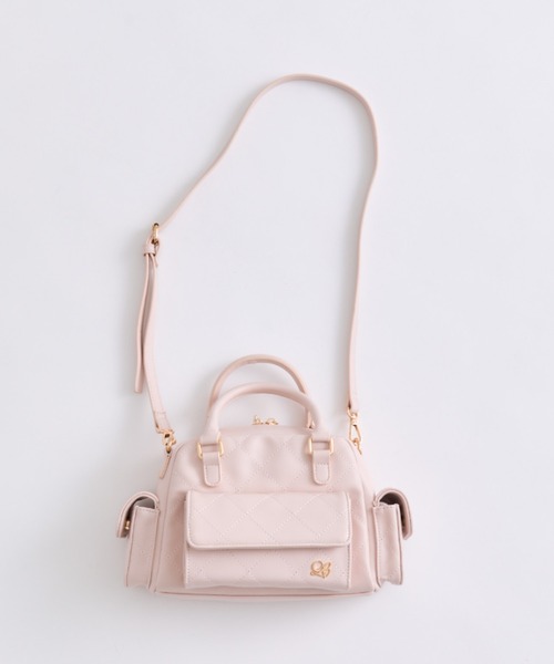 OLIVE des OLIVE(オリーブデオリーブ)の「マルチポケットステッチボストンバッグ(ショルダーバッグ・レディース・オフホワイト/ブラック/ミント/ピンク・FREE)」の8枚目の写真