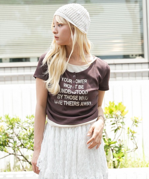 WEGO（ウィゴー）の「WEGO/【26春夏新作】レイヤードグラフィックT（Tシャツ/カットソー・レディース・杢グレー/ホワイト/その他3/その他1/ホワイト系その他/その他2/その他4/その他5・FREE）」の8枚目の写真