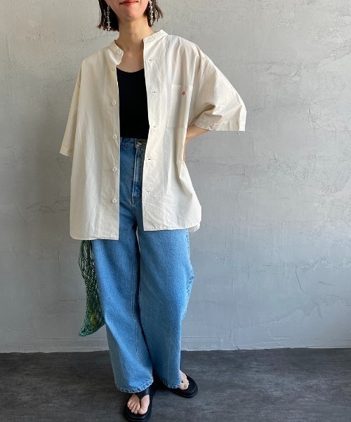 DANTON（ダントン）の「[DANTON/ダントン] コットンリネン ショートスリーブバンドカラーシャツ(無地)（シャツ/ブラウス・レディース・アイボリー/チャコールグレー/ブルー・42/40/38）」の17枚目の写真