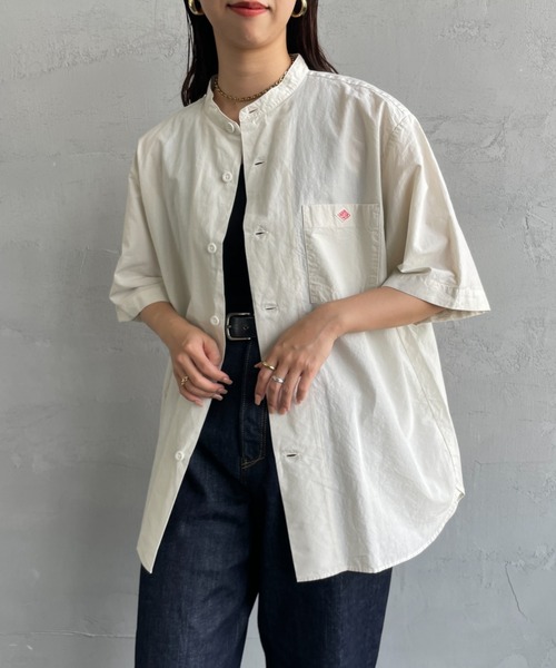 DANTON（ダントン）の「[DANTON/ダントン] コットンリネン ショートスリーブバンドカラーシャツ(無地)（シャツ/ブラウス・レディース・アイボリー/チャコールグレー/ブルー・42/40/38）」の11枚目の写真