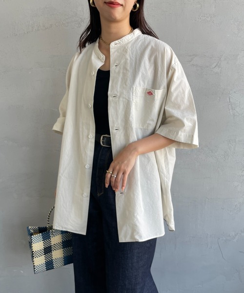 DANTON（ダントン）の「[DANTON/ダントン] コットンリネン ショートスリーブバンドカラーシャツ(無地)（シャツ/ブラウス・レディース・アイボリー/チャコールグレー/ブルー・42/40/38）」の20枚目の写真
