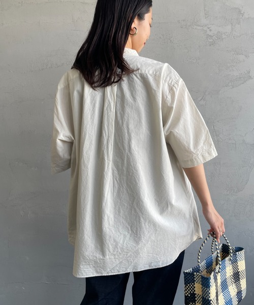 DANTON（ダントン）の「[DANTON/ダントン] コットンリネン ショートスリーブバンドカラーシャツ(無地)（シャツ/ブラウス・レディース・アイボリー/チャコールグレー/ブルー・42/40/38）」の22枚目の写真