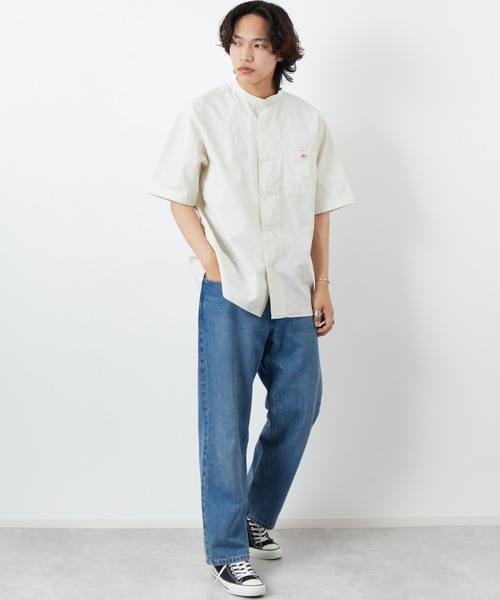 DANTON（ダントン）の「[DANTON/ダントン] コットンリネン ショートスリーブバンドカラーシャツ(無地)（シャツ/ブラウス・レディース・アイボリー/チャコールグレー/ブルー・42/40/38）」の6枚目の写真