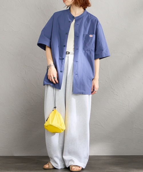 DANTON（ダントン）の「[DANTON/ダントン] コットンリネン ショートスリーブバンドカラーシャツ(無地)（シャツ/ブラウス・レディース・アイボリー/チャコールグレー/ブルー・42/40/38）」の10枚目の写真