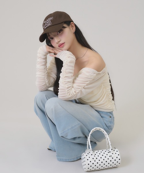 apres jour mignon(アプレジュールミニョン)の「2WAYシャーリングトップス(Tシャツ/カットソー・レディース・ライトグレー/アイボリー/ブラック・フリー/LARGE)」の9枚目の写真
