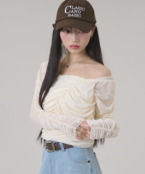 apres jour mignon(アプレジュールミニョン)の「2WAYシャーリングトップス(Tシャツ/カットソー・レディース・ライトグレー/アイボリー/ブラック・フリー/LARGE)」の10枚目の写真