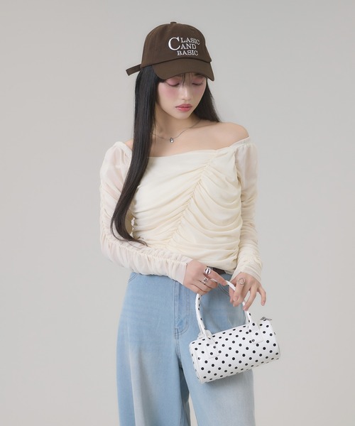 apres jour mignon(アプレジュールミニョン)の「2WAYシャーリングトップス(Tシャツ/カットソー・レディース・ライトグレー/アイボリー/ブラック・フリー/LARGE)」の11枚目の写真