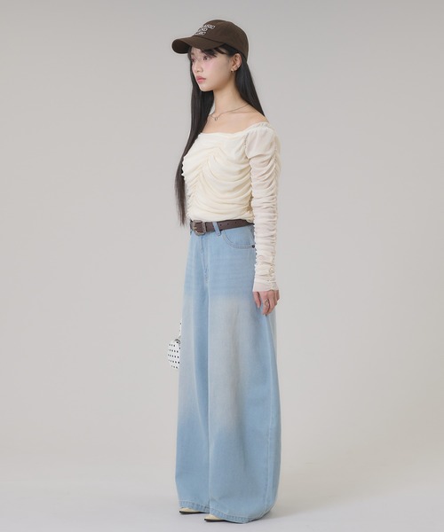 apres jour mignon(アプレジュールミニョン)の「2WAYシャーリングトップス(Tシャツ/カットソー・レディース・ライトグレー/アイボリー/ブラック・フリー/LARGE)」の15枚目の写真